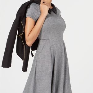 MAISON JULES Houndstooth Fit Flare Dress